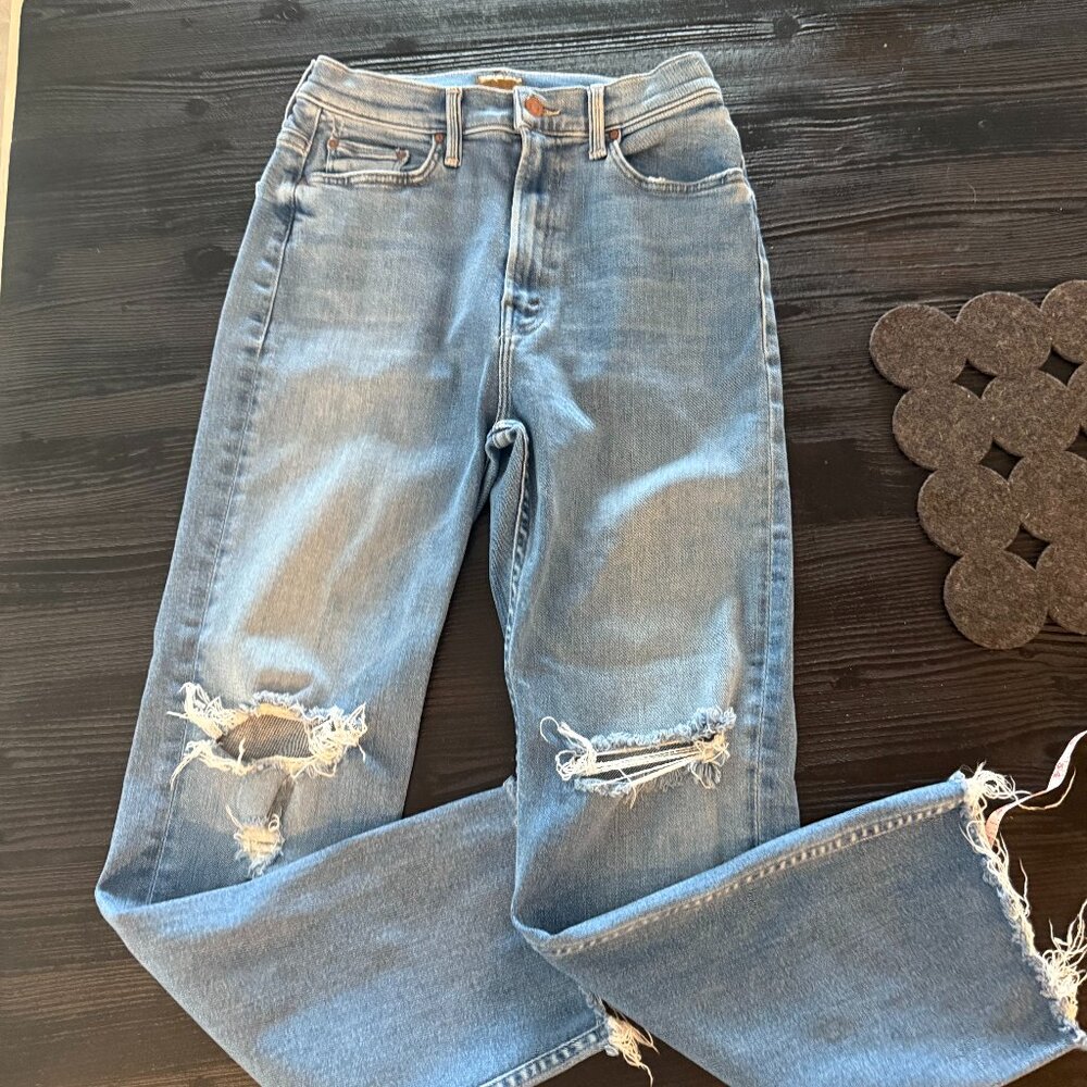 MOTHER Denim High Waisted Rider Ankle Fray Size 29